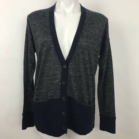 Madewell Cardigan Sweater Gray Blue Color Block M - Picture 1 of 7